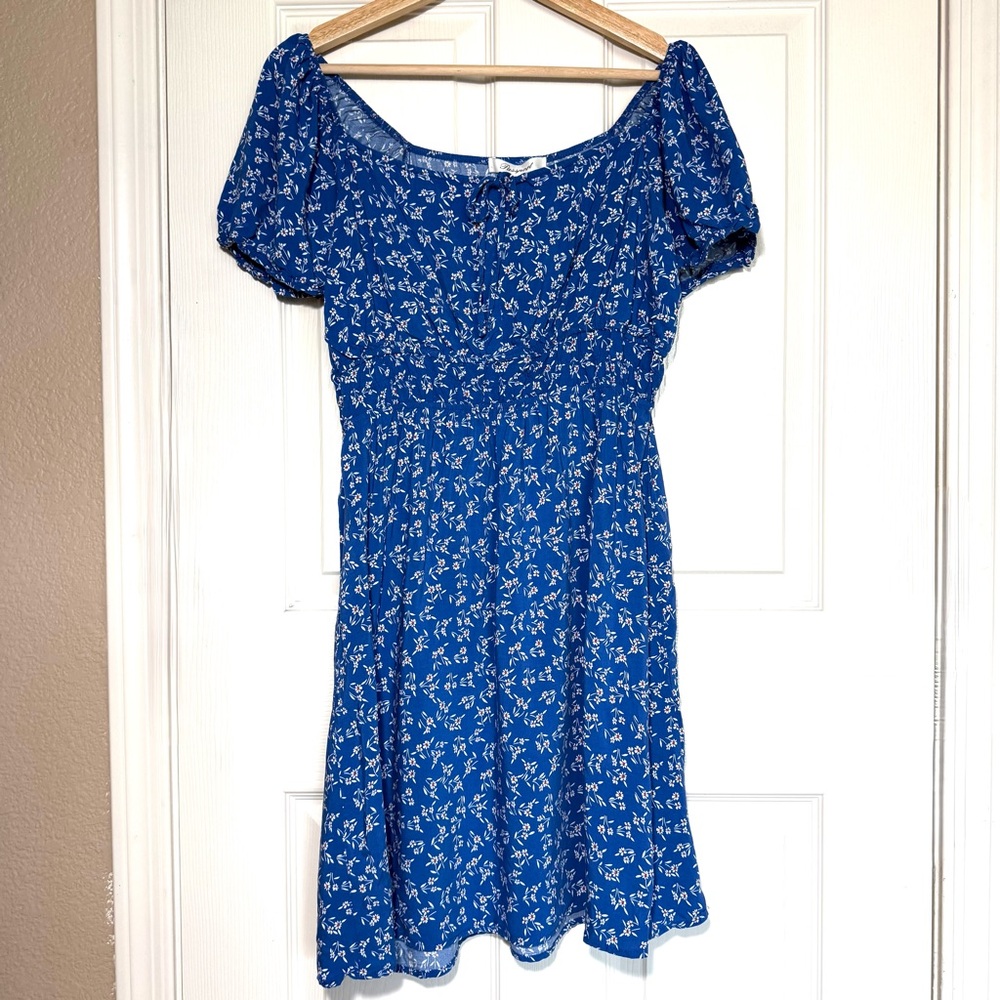 Passport Blur Red Floral Midi Dress XL Flowy Babydoll Milkmaid Butterfly Ruffle